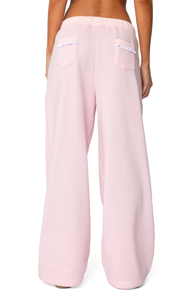 EDIKTED Ashtin Ruffle Trim Wide Leg Sweatpants, Alternate, color, Light-Pink