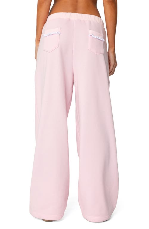 EDIKTED EDIKTED ASHTIN RUFFLE TRIM WIDE LEG SWEATPANTS 