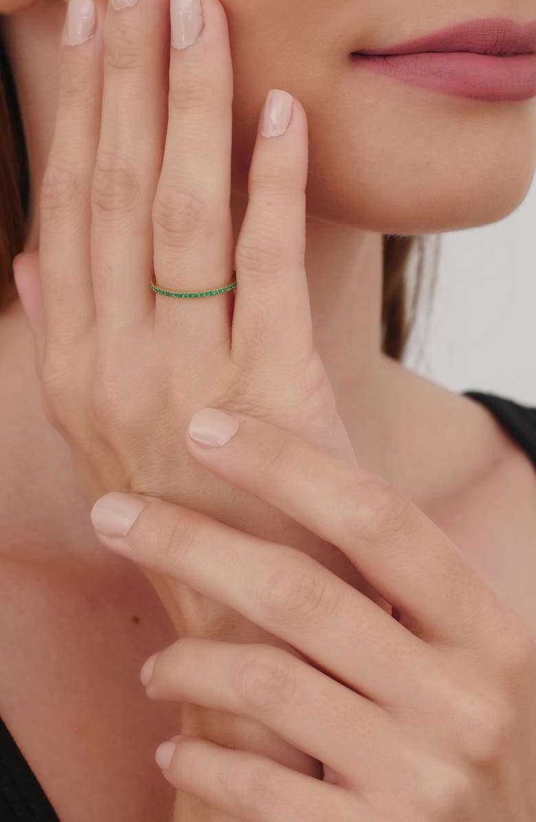 Bony Levy El Mar Emerald Stacking Ring, Alternate, color, 18K Yellow Gold/ Green