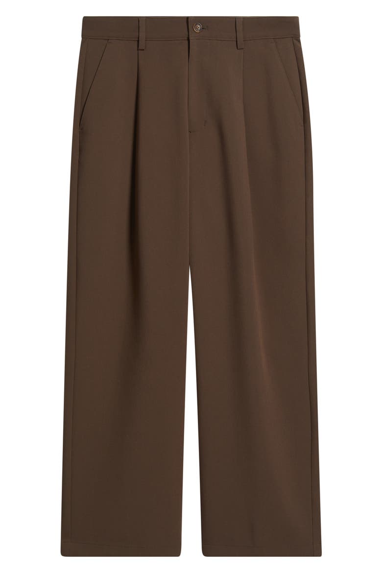 Relaxed Pleated Stretch Twill Pants, Alternate, color, BROWN COCOA