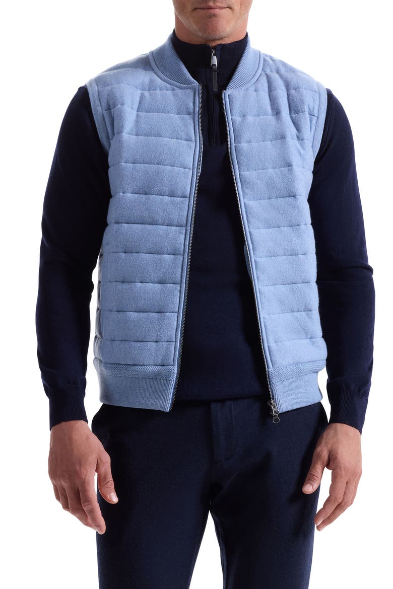Quilted Cotton Zip Sweater Vest, Main, color, AIR BLUE