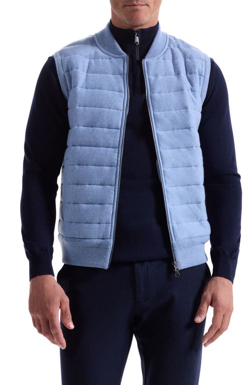 Bugatchi Quilted Cotton Zip Sweater Vest In Blue