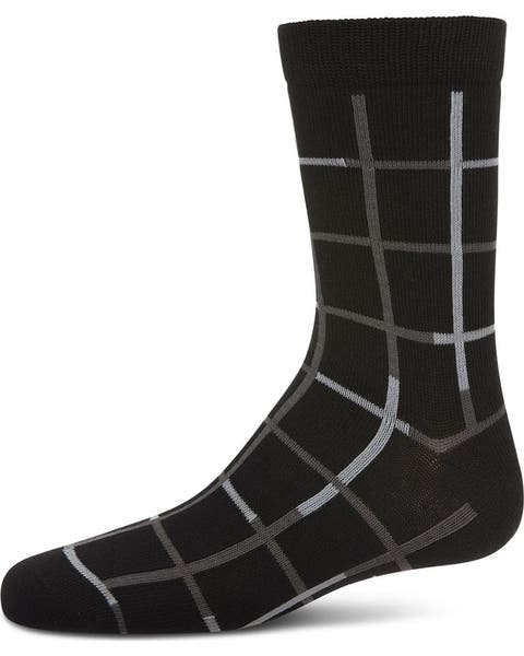 Windowpane Plaid Crew Sock (Big Kid)