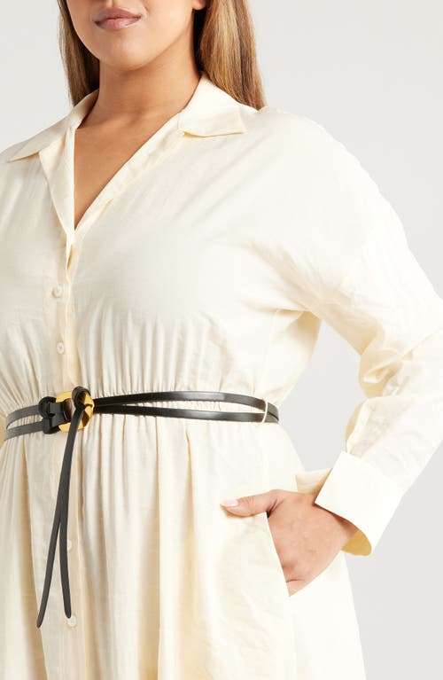 Melloday Long Sleeve Maxi Shirtdress In Bone