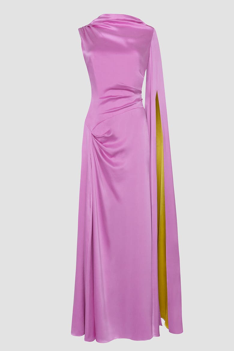 Oma Floor Length Silk Dress, Alternate, color, Lilas/Zinnia
