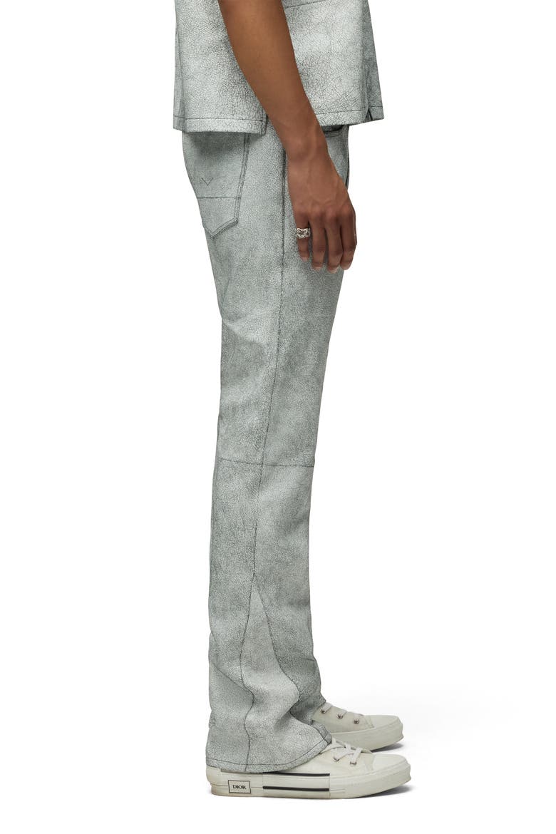 Walker Kick Flare Leather Jeans, Alternate, color, CRACKED WHITE