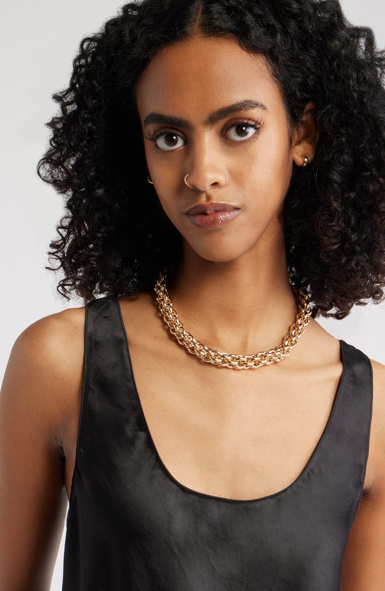 Open Edit Interlocking Link Collar Necklace, Alternate, color, Gold