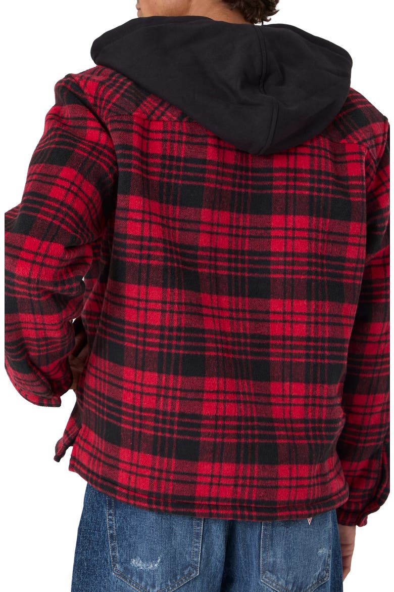 Hooded Plaid Flannel Fleece Shirt Jacket, Alternate, color, L51M-OPEN