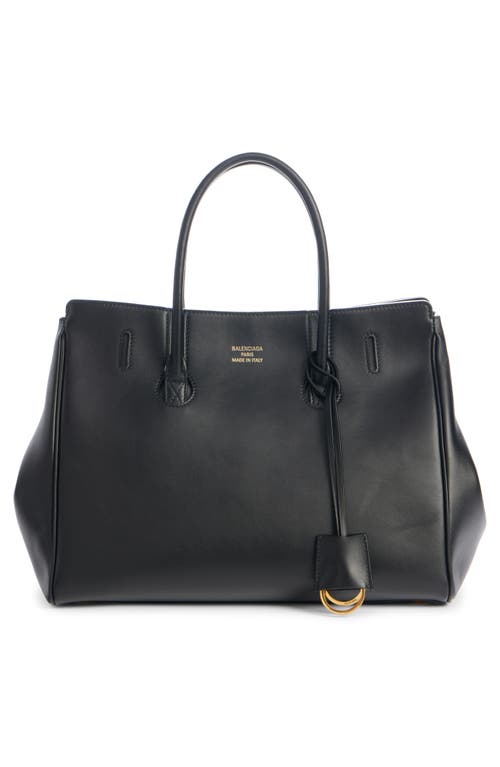Balenciaga Women Black Leather Mini Carry All Hampton Shopping Bag In Black