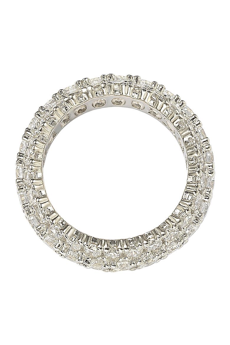 Sterling Silver White CZ 3 Row Eternity Band, Alternate, color, WHITE