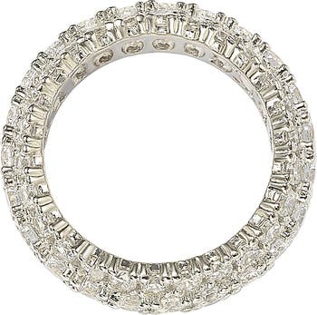 Sterling Silver White CZ 3 Row Eternity Band