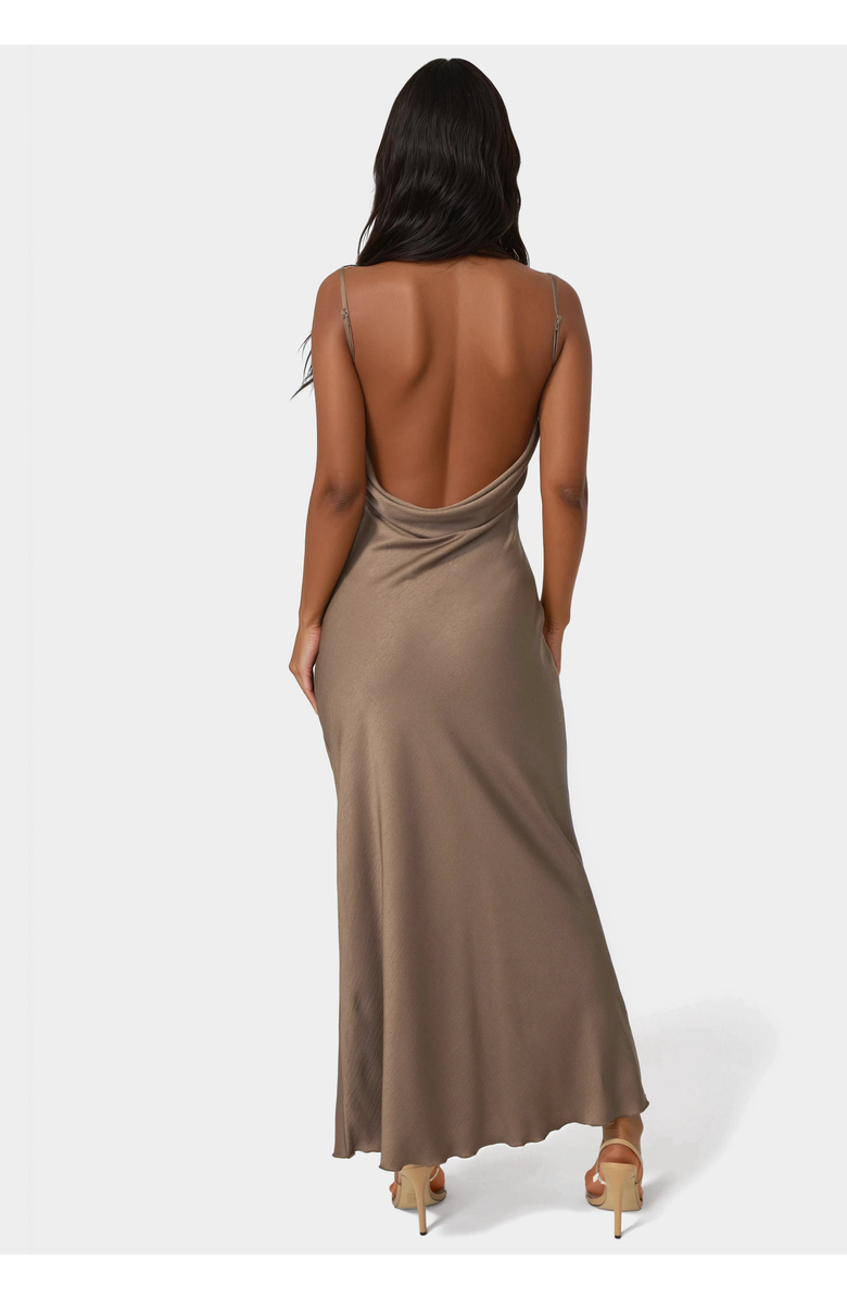 bebe Crepe Drape Back Maxi Dress, Alternate, color,