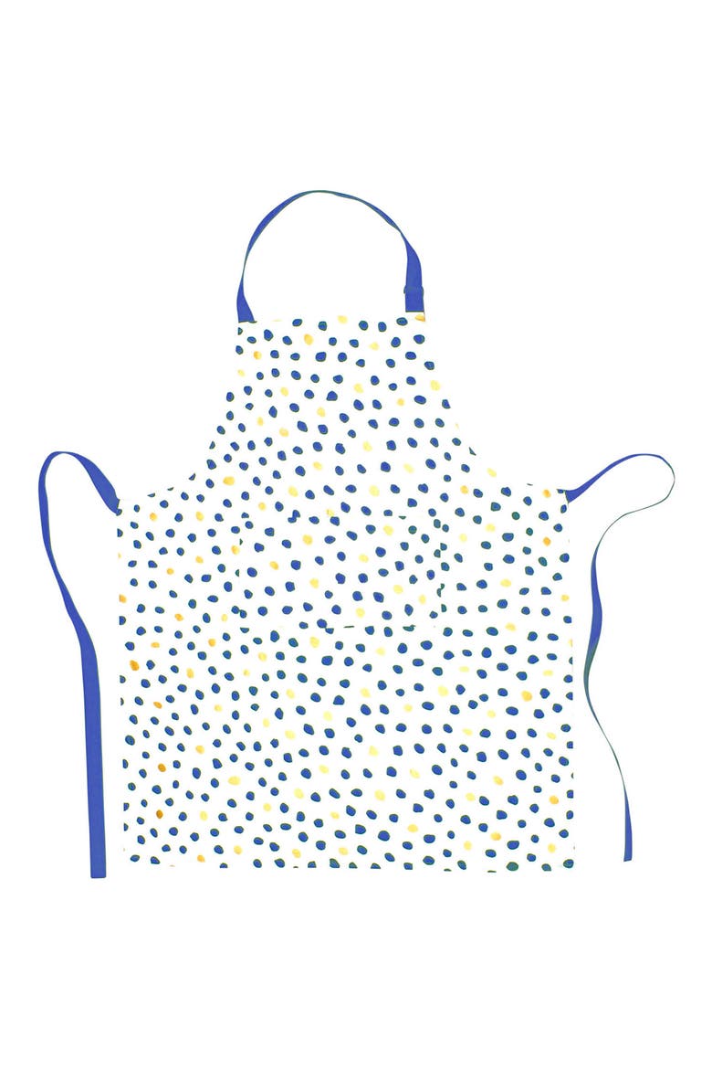 Bohemian Linens Dotted Apron, Main, color, BLUE/GOLD