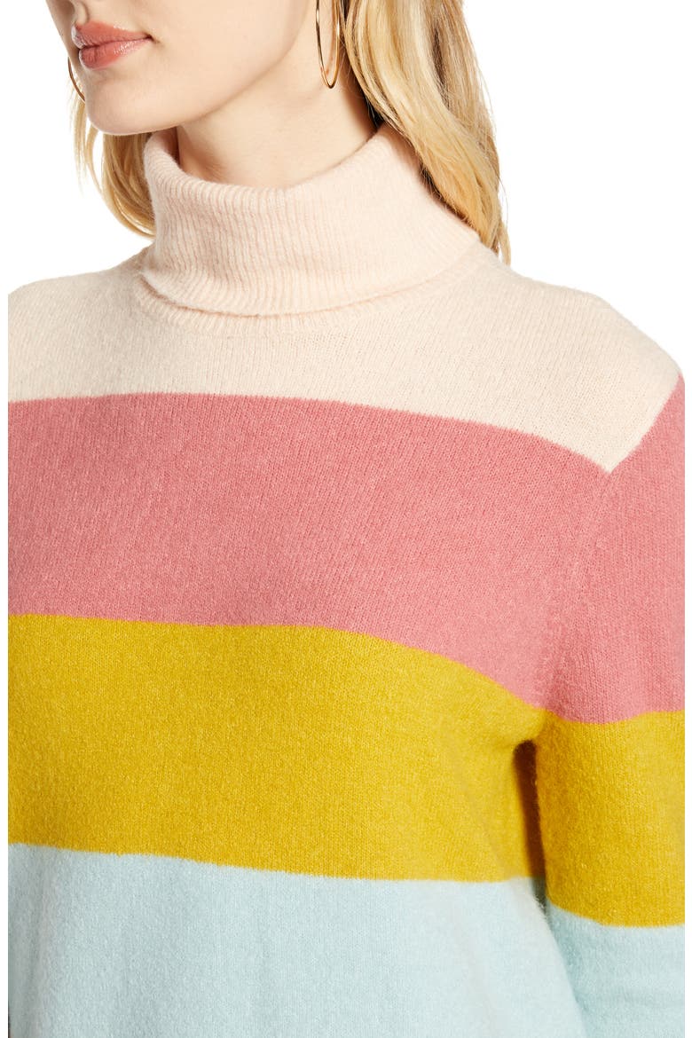 Turtleneck Sweater, Alternate, color, PINK MULTI STRIPE