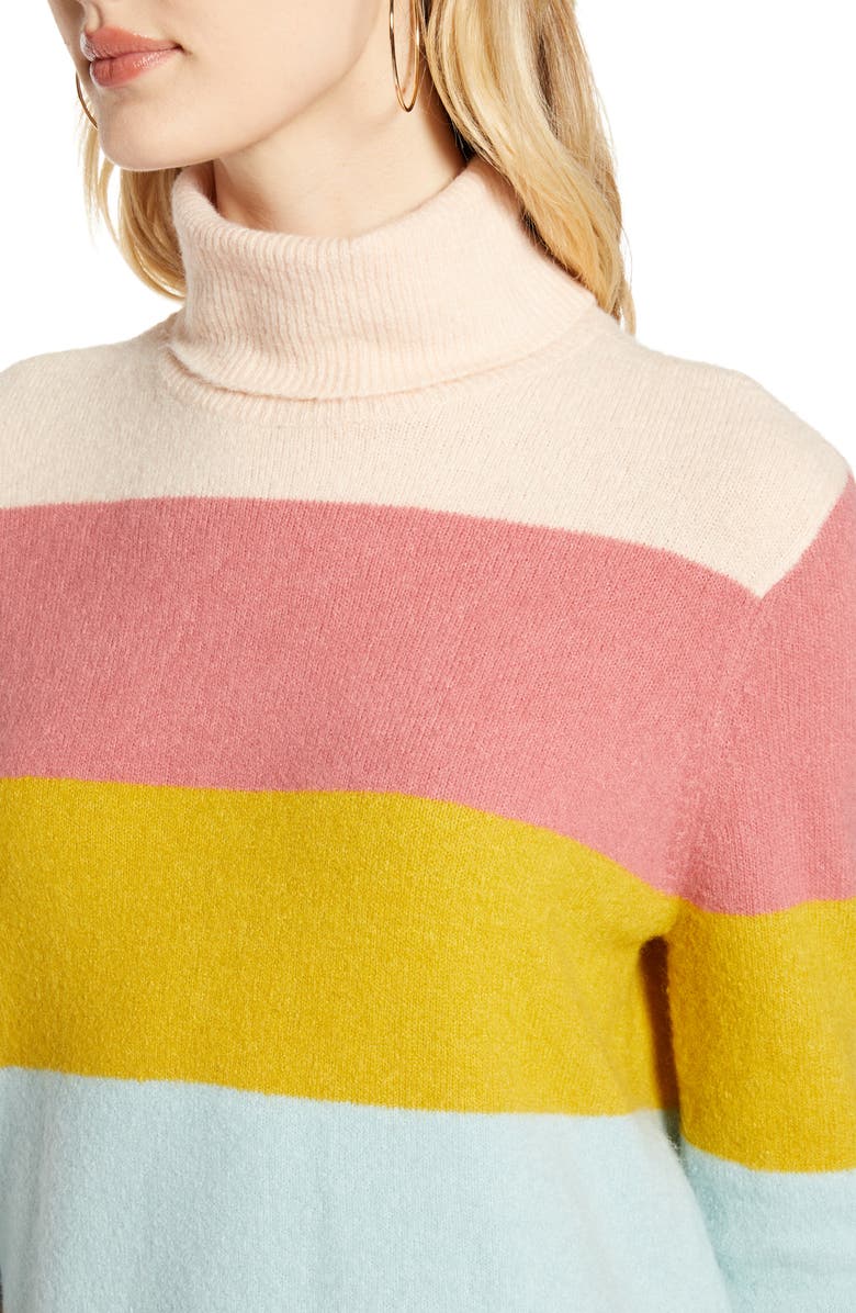 Halogen<sup>®</sup> Turtleneck Sweater, Alternate, color, Pink Multi Stripe