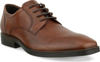 ecco brown dress shoes Museum Brown Leather Derby Dress Shoe
