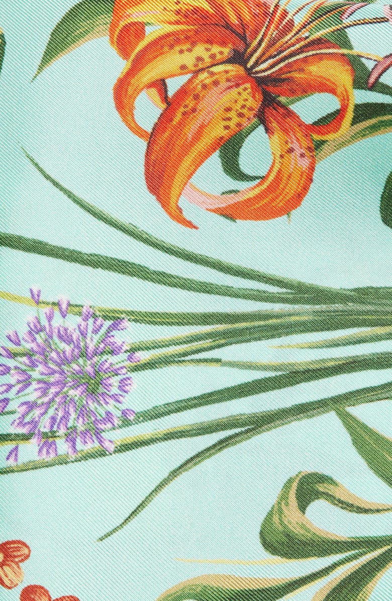 CLIFTON WILSON Teal & Olive Floral Silk Pocket Square, Alternate, color, Teal