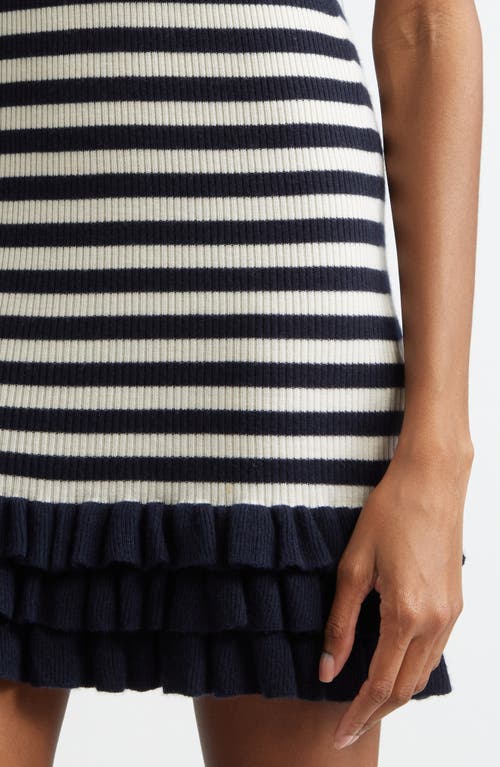 Brandon Maxwell Sutter Stripe Rib Tank Dress In Navy And White Stripe