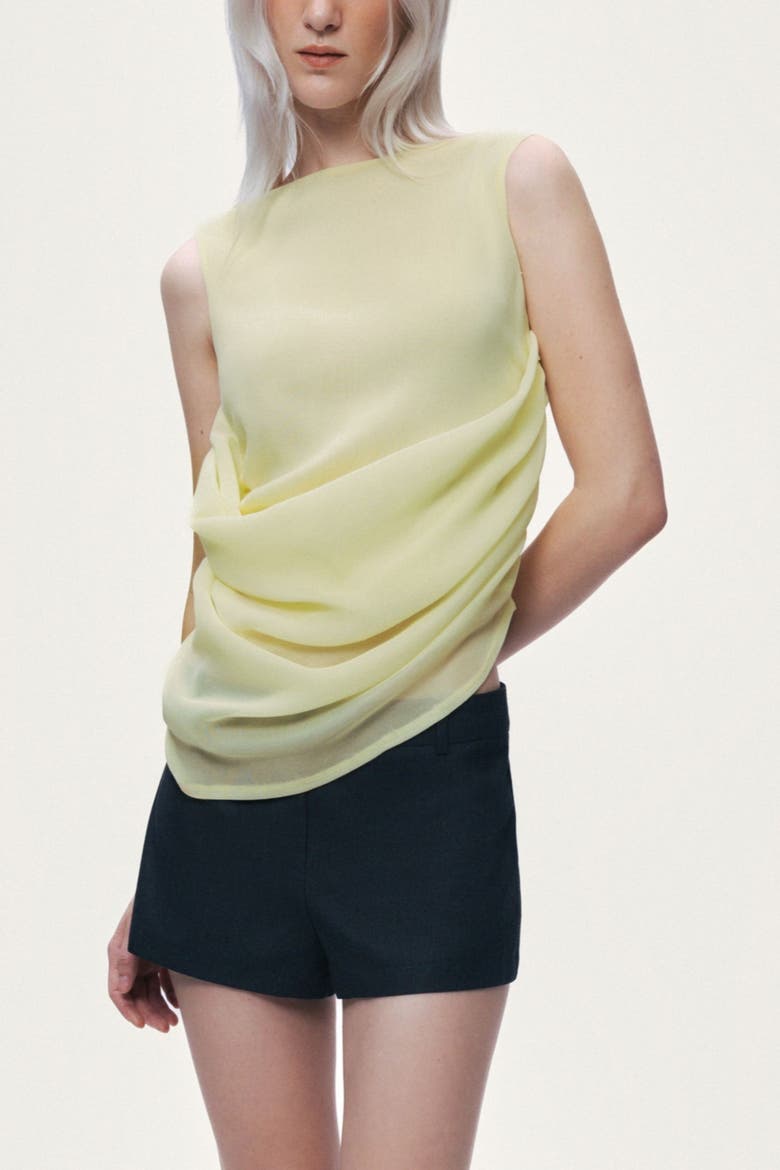 Draped Sleeveless Blouse, Alternate, color, Yellow