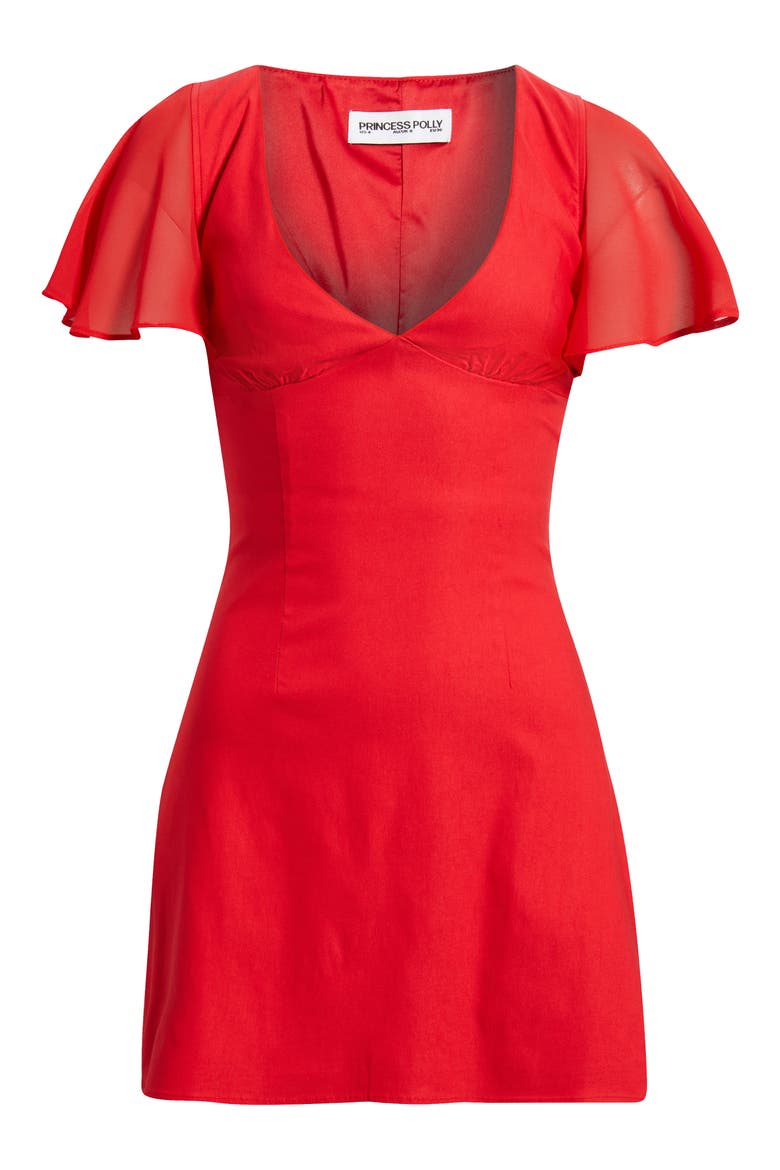 Florie Corset Chiffon Sleeve Minidress, Alternate, color, RED