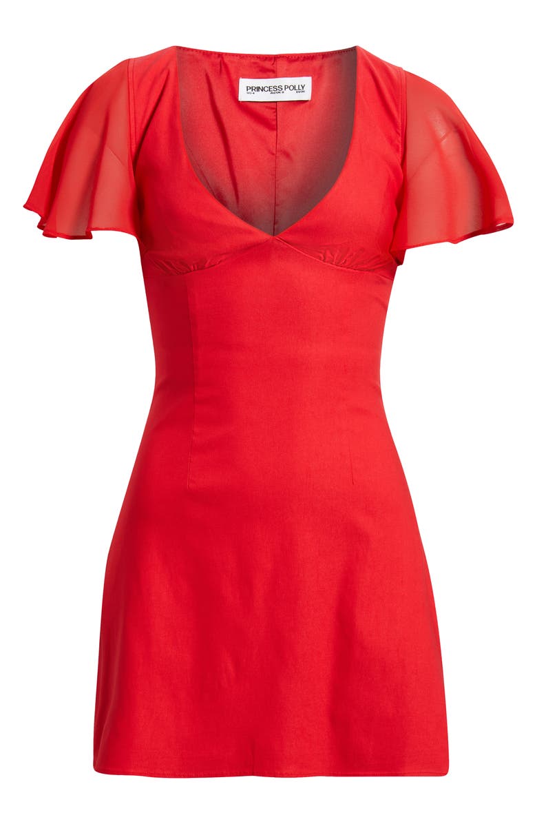 Princess Polly Florie Corset Chiffon Sleeve Minidress, Main, color, Red