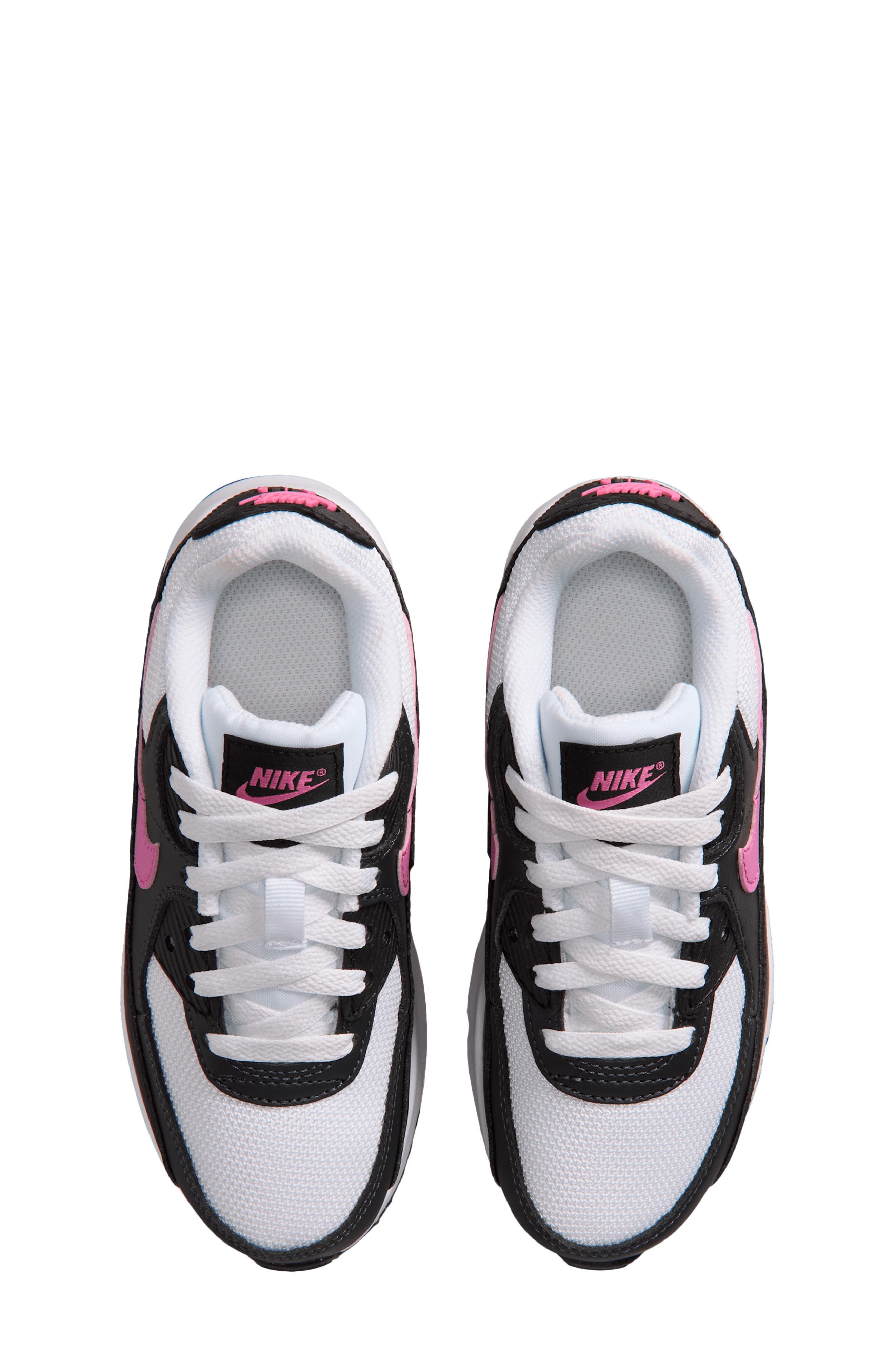 Kids' Air Max 90 Mesh Sneaker, Alternate, color, WHITE/BLACK/ANTHRACITE/PINK