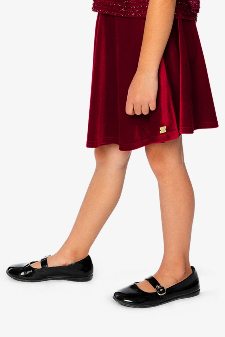 Velvet Elastic Waist Pleated Skirt, Alternate, color, Rouge
