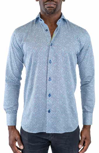 Maceoo Einstein Stretchsymbol 20 Geo Print Cotton Button-Up Shirt