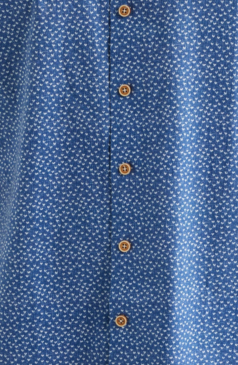 johnnie-O Patel Hangin’ Out Heart Print Short Sleeve Button-Up Shirt, Alternate, color, Navy