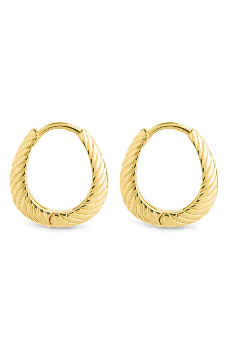 Sterling Forever Fairley Oval Textured Huggie Hoop Earrings, Alternate, color, Gold