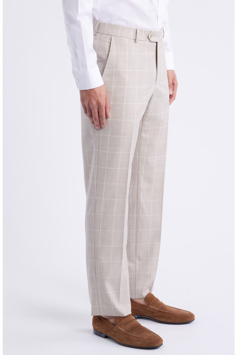 Windowpane Check Wool Dress Pants, Alternate, color, SAND