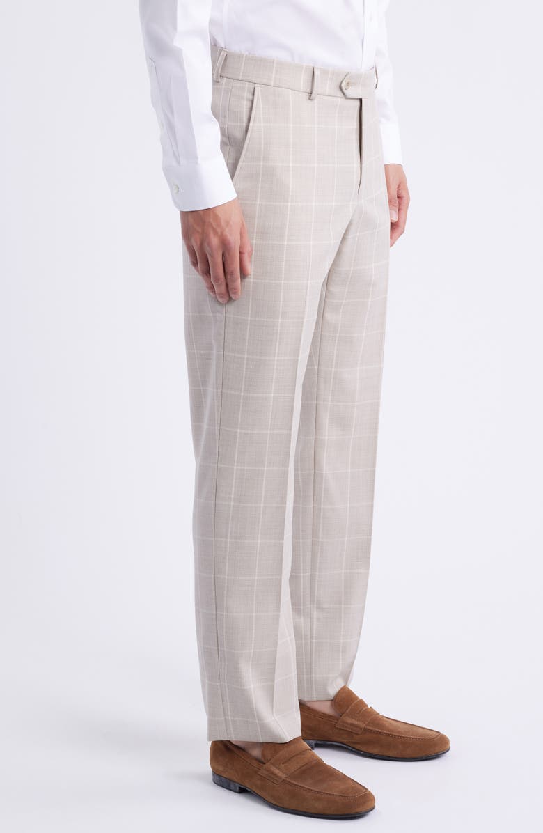 Berle Windowpane Check Wool Dress Pants, Alternate, color, Sand