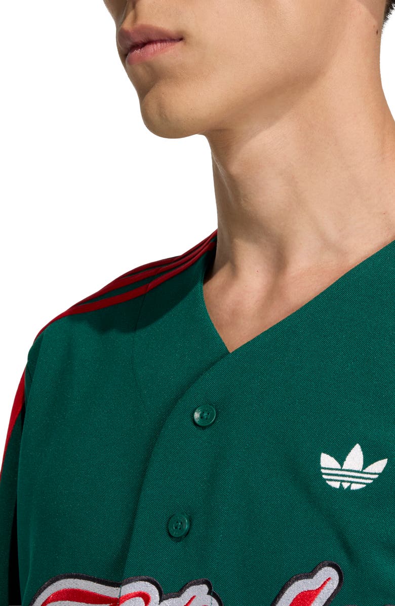adidas Summer League Varsity Baseball Jersey, Alternate, color, Green/ Better Scarlet/