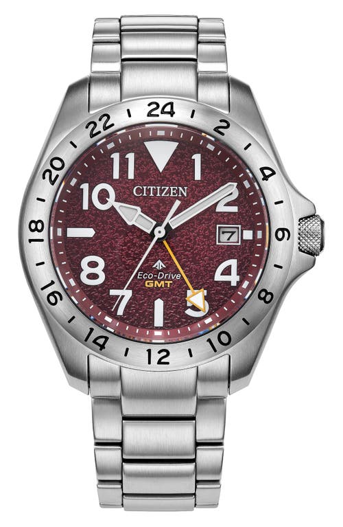 Citizen Promaster Land Gmt Eco-drive Bracelet Watch, 39.5mm In Purple