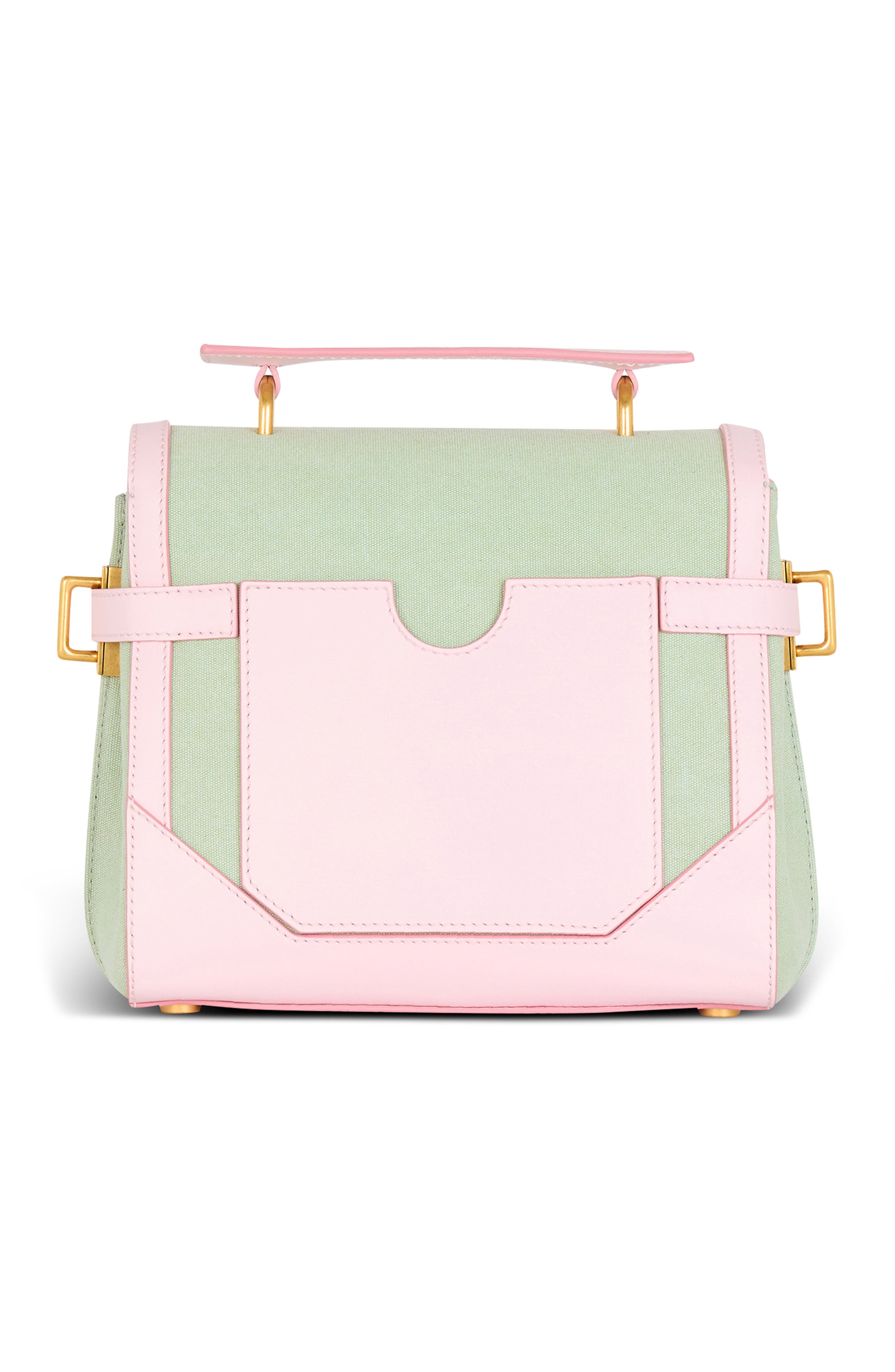 Balmain B-Buzz 23 Canvas & Leather Top Handle Bag, Alternate, color, 