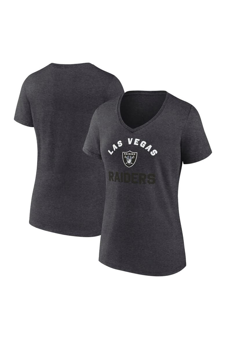Women's Logo Athletic Heather Charcoal Las Vegas Raiders Unrivaled V-Neck T-Shirt, Main, color, Heather Charcoal