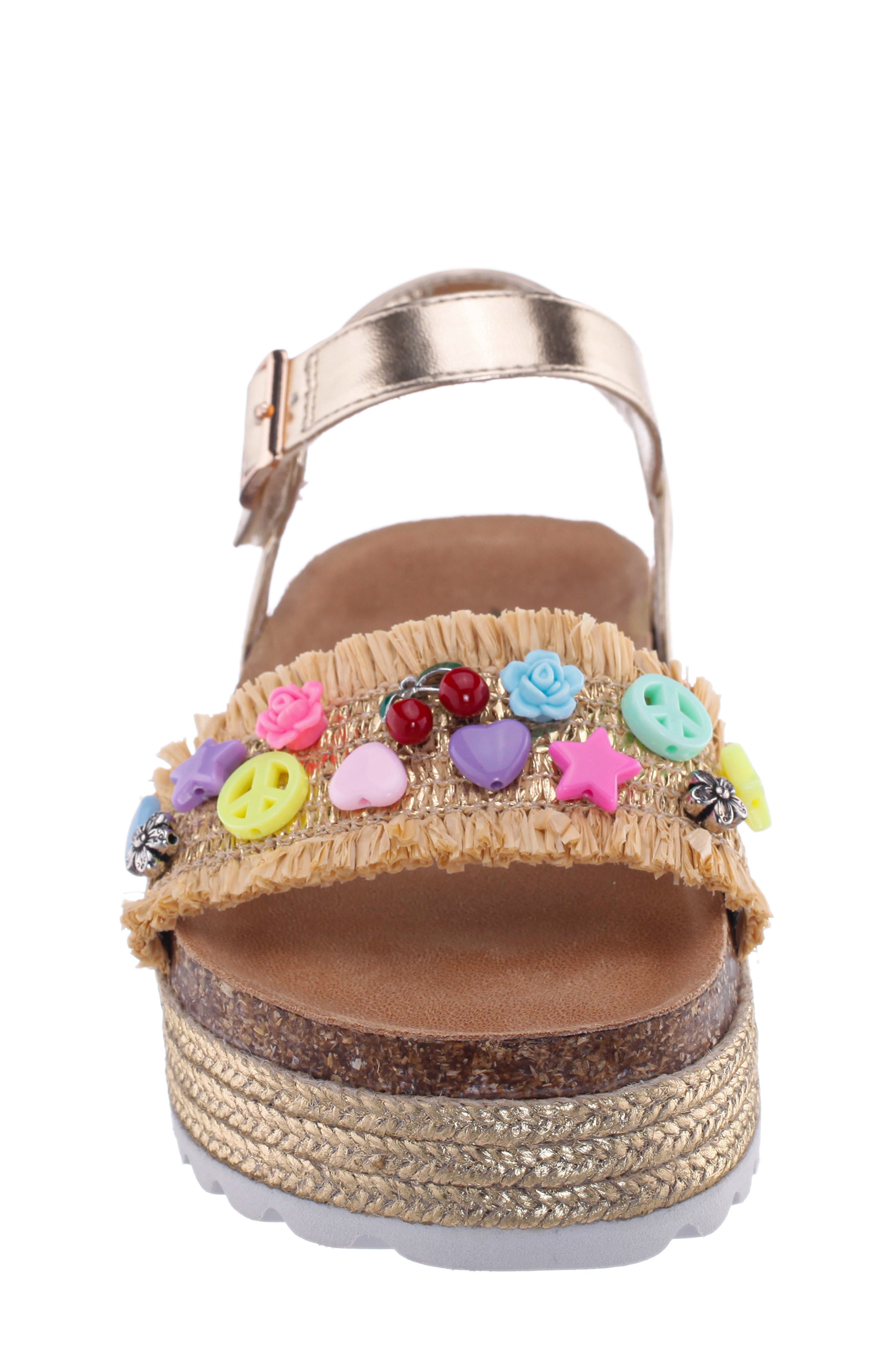 Nina Kids' Vento Beaded Raffia Flatform Sandal, Alternate, color, Natural Raffia