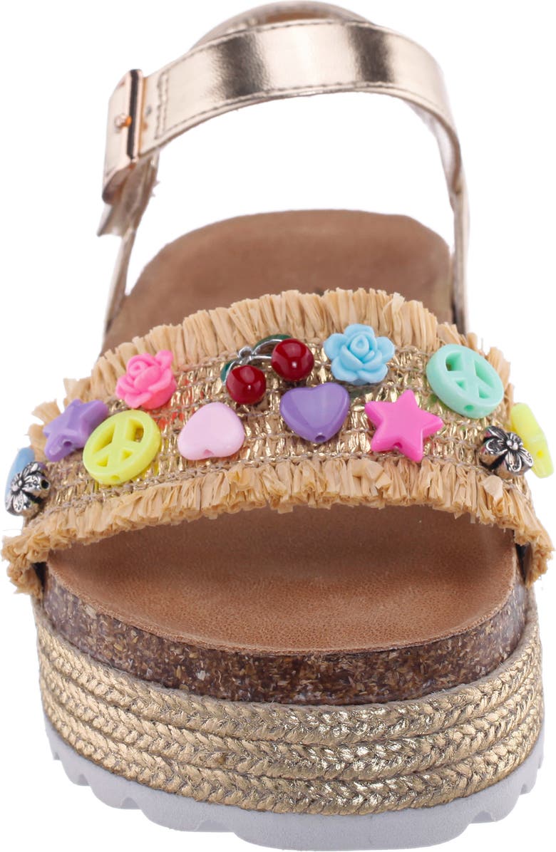 Nina Kids' Vento Beaded Raffia Flatform Sandal, Alternate, color, Natural Raffia
