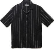 MANGO Stripe Linen Camp Shirt