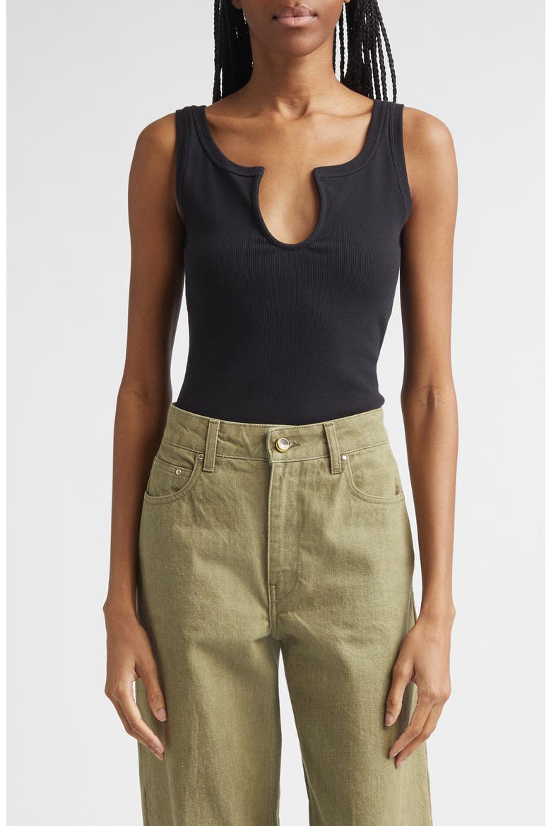 Sierra Double Scoop Rib Tank, Main, color, BLACK
