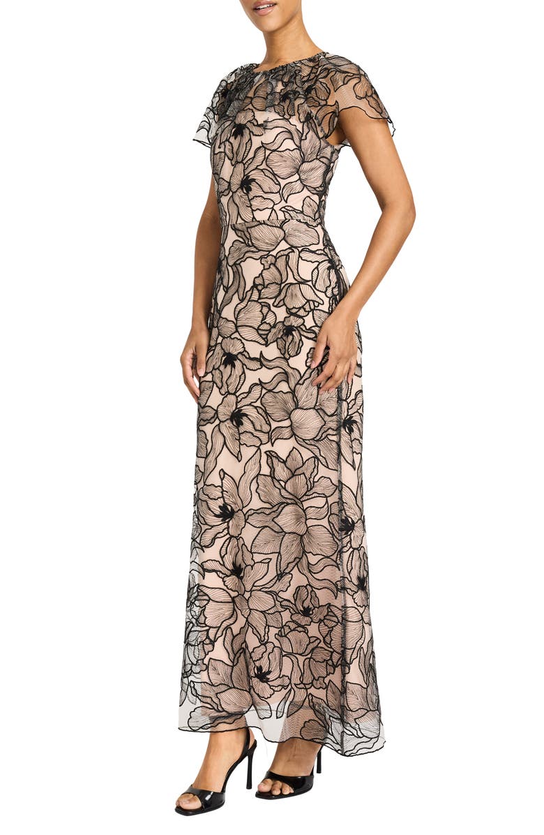 Maggy London Illusion Mesh Gown, Alternate, color, Black/ White