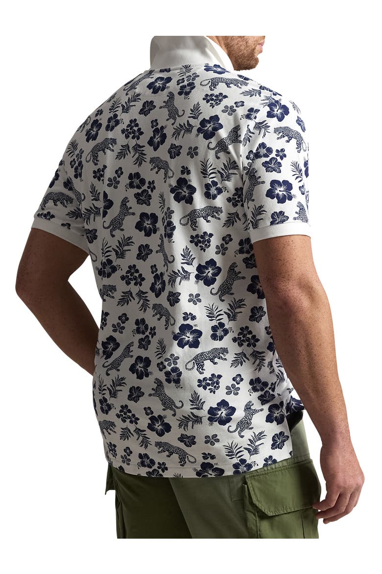 Big & Tall Tropical Floral Mesh Polo Shirt, Alternate, color, WHITE