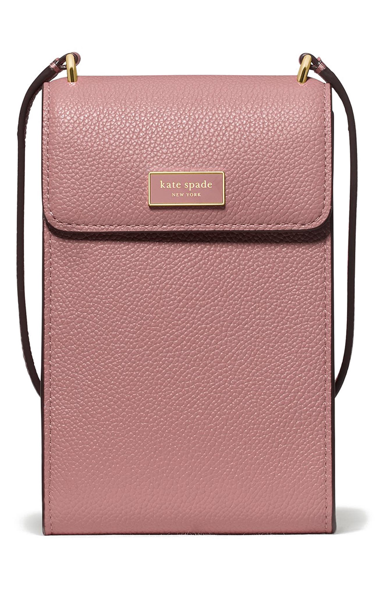 serena pebble leather north/south phone crossbody bag