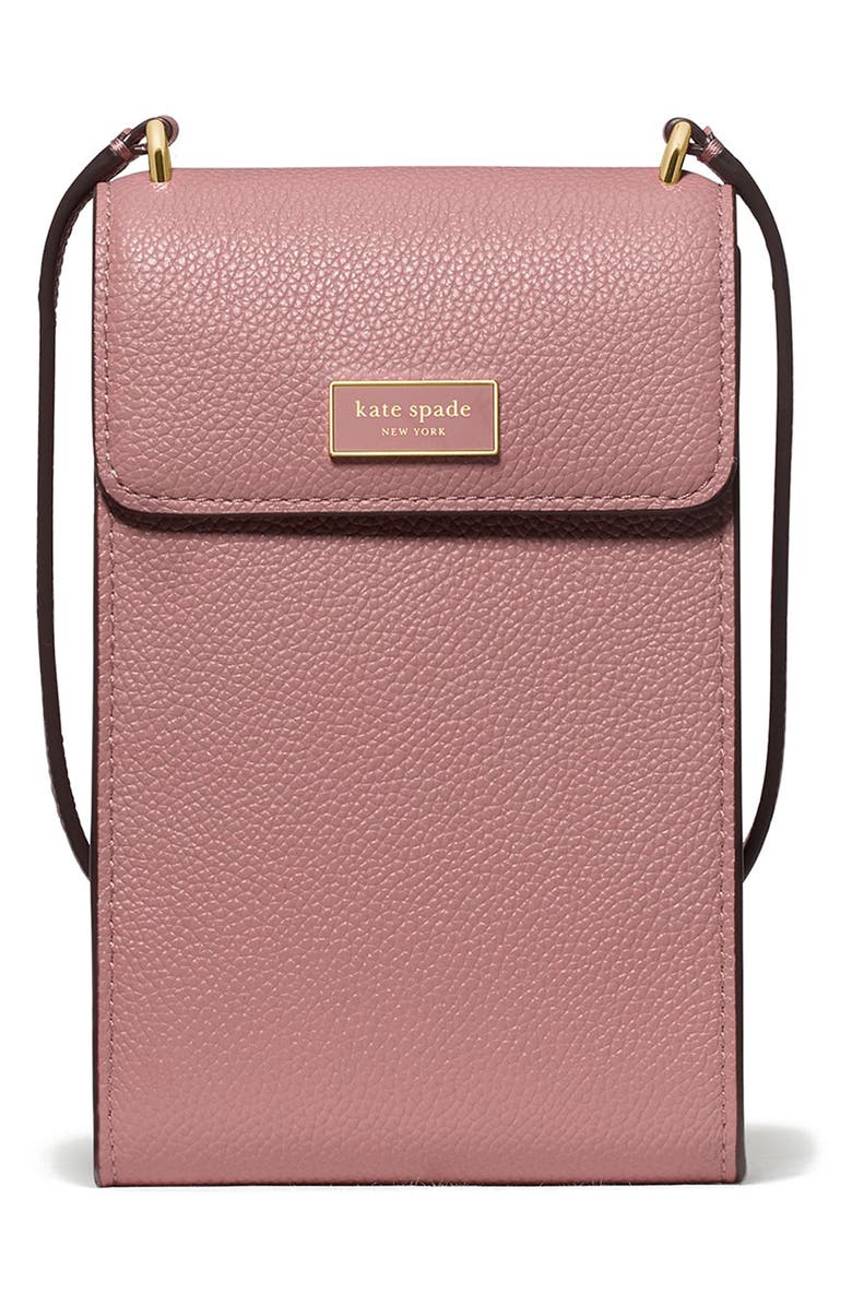 Kate Spade New York serena pebble leather north/south phone crossbody bag, Main, color, Dusk Rose