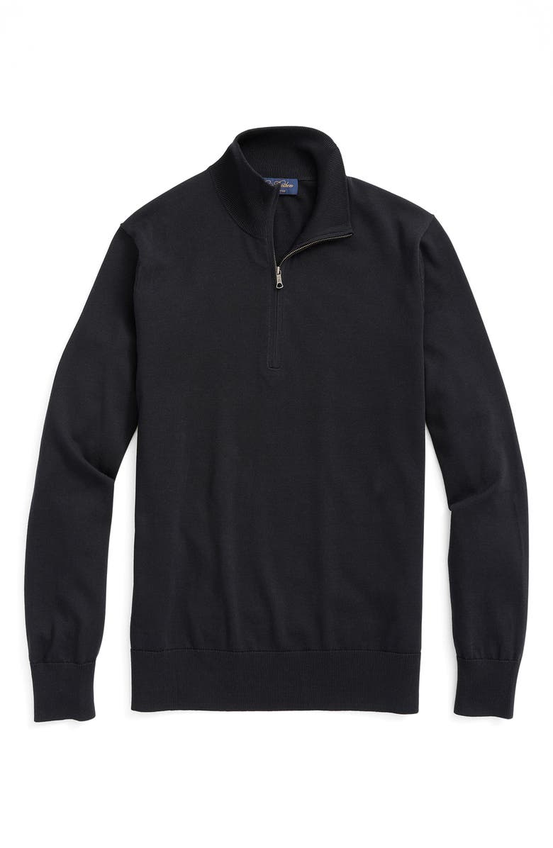 Brooks Brothers Supima<sup>®</sup> Cotton Half Zip Pullover, Alternate, color, Black