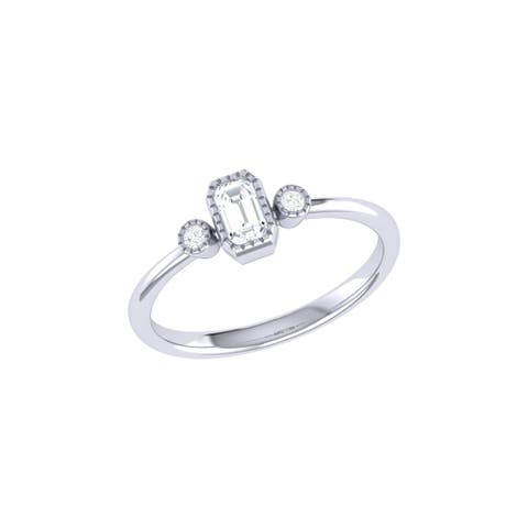 Emerald Cut Natural Diamonds Birthstone Ring in 14K Gold