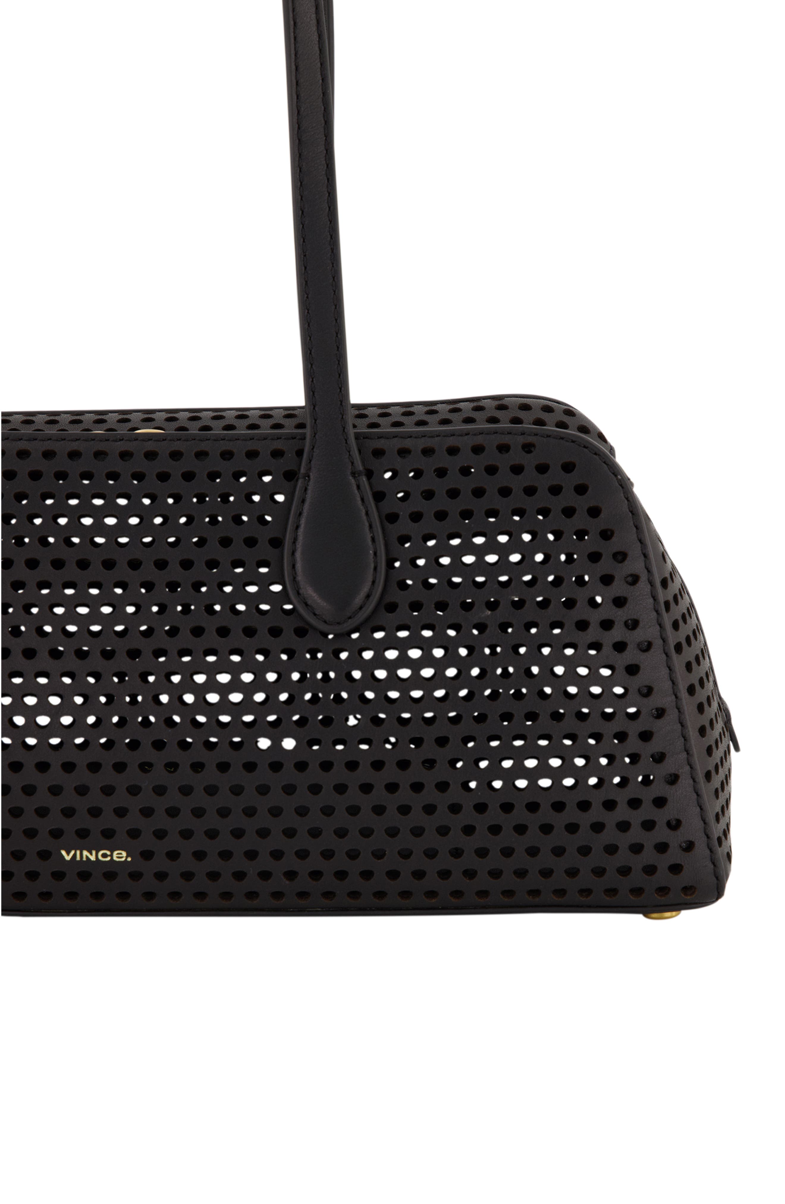 Vince Athene Perforated Leather East/West Shoulder Bag, Alternate, color, Black