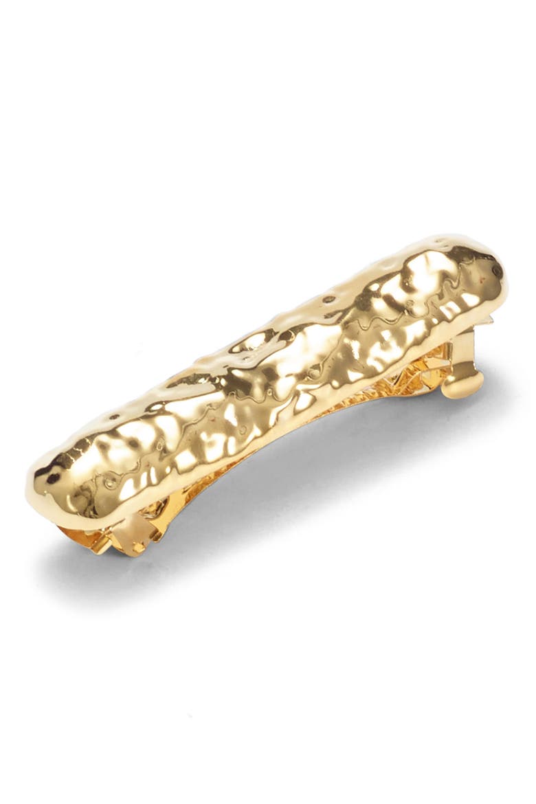 Hammered Bar Barrette, Main, color, GOLD