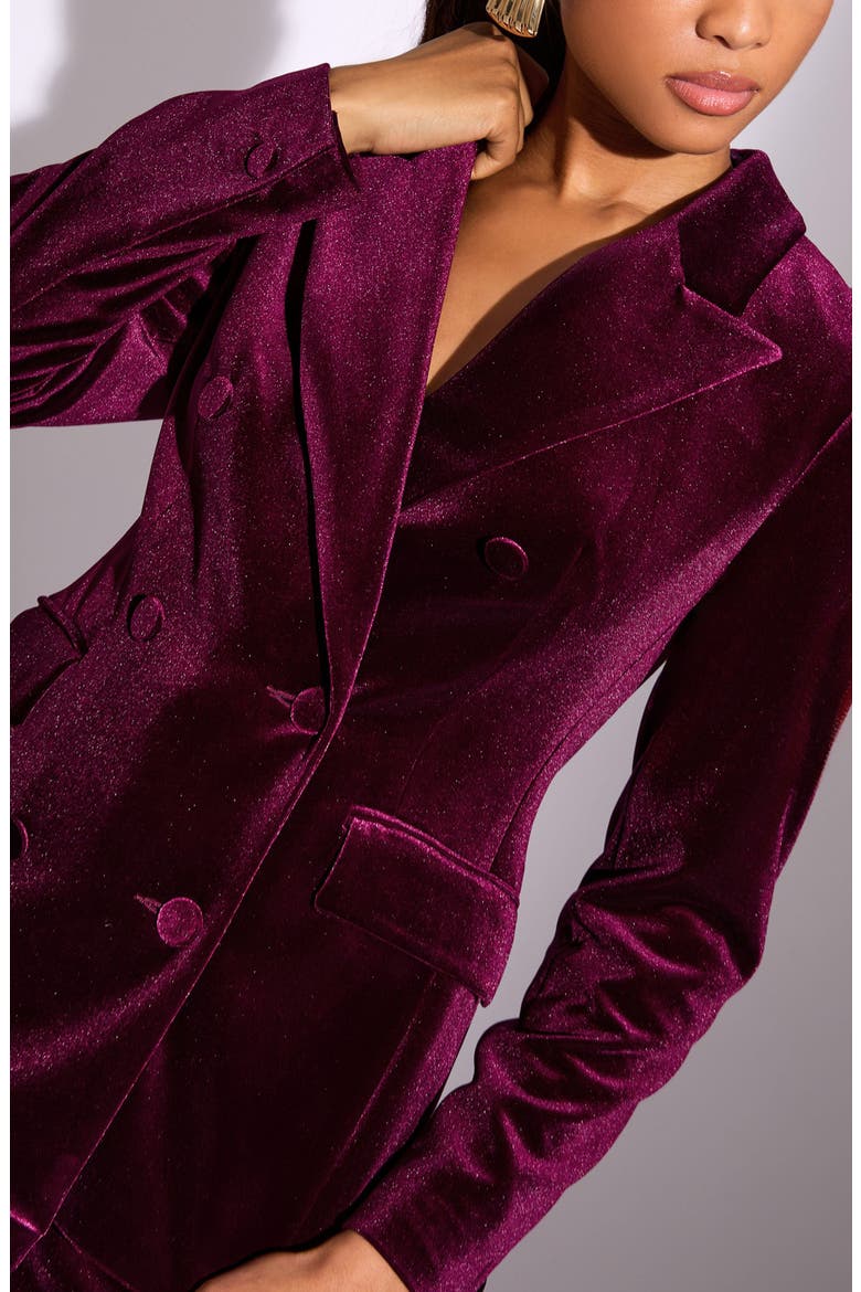 Shimmer Velvet Double Breasted Blazer, Alternate, color, BERRY RED