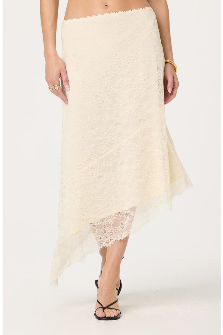 Asymmetric Lace Midi Skirt, Main, color, CREAM